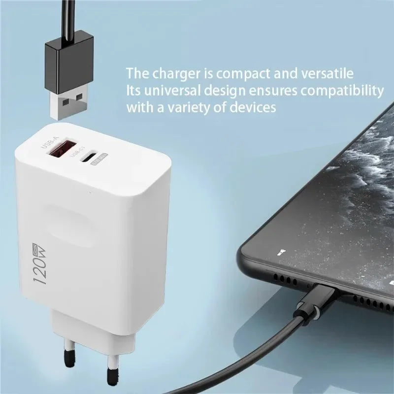 Total 120W USB Type C Fast Charging Charger PD Mobile Phone Quick