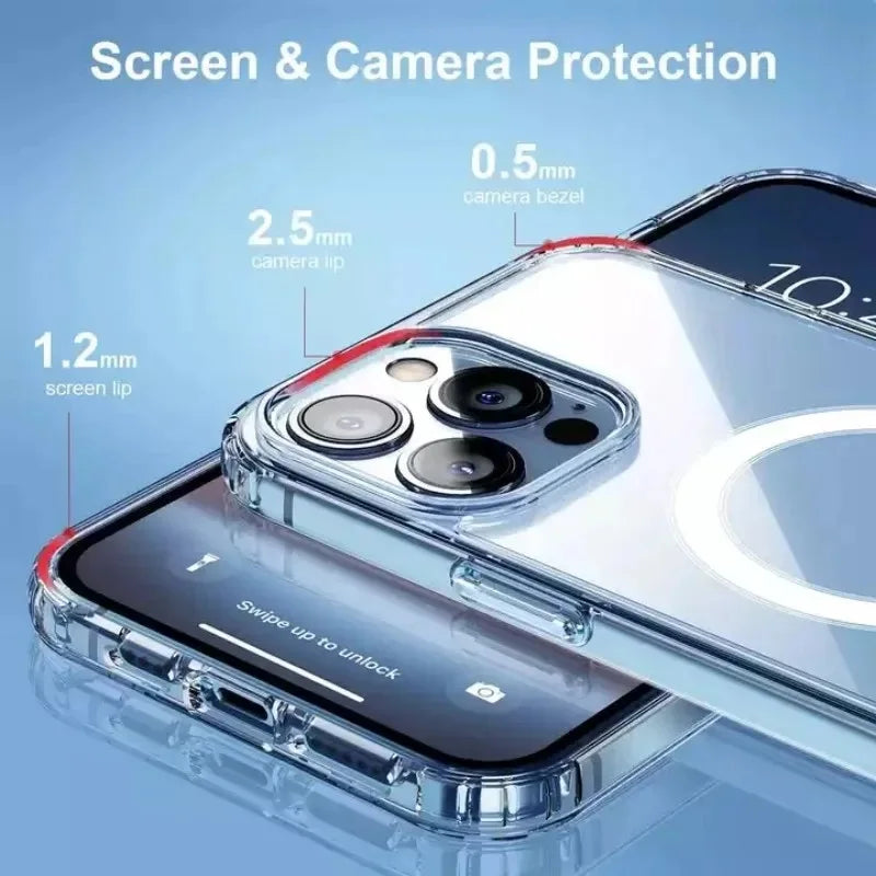 Clear Phone Case For iPhone 11 12 13 14 15 Pro Max For Magsafe