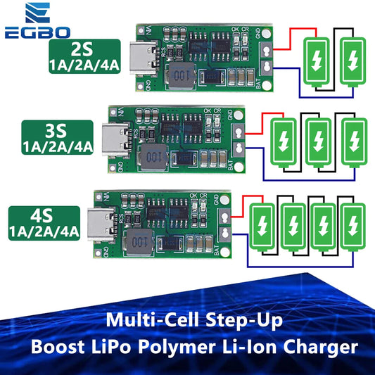 Multi Cell 2S 3S 4S Type-C To 8.4V 12.6V 16.8V Step Up Boost LiPo