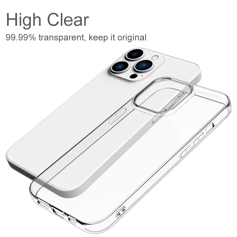 Ultra Thin Clear Silicone Case For iPhone 16 15 14 13 12 11 Pro Xs Max