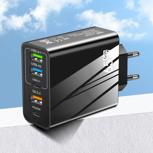 65w Fast Charger Mobile Charging Head Pd Plus 3usb Travel Multi