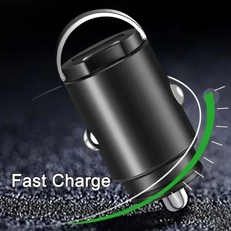 200W Mini Pull Ring Car Charger Dual USB Fast Chargingfor iPhone