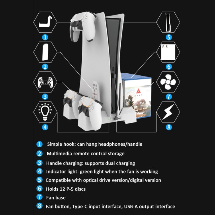 For PS5 iplay Dual-seat Charging and Cooling Base Bracket Storage