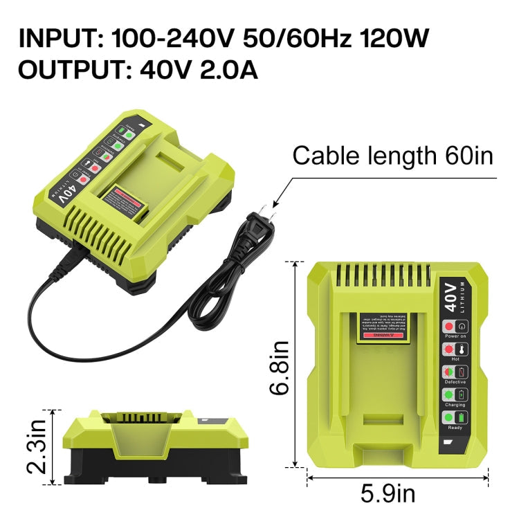 36-40V Tool Cutting Machine Battery Charger, For RYOBI PO401 / PO403 /