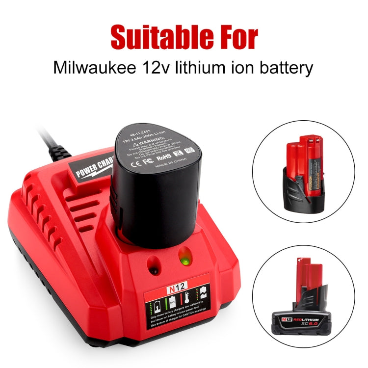 N12 For Milwaukee 10.8/12V Electric Tool Lithium Battery Fast Charger,