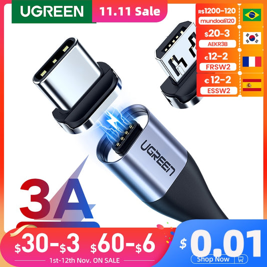 UGREEN USB C Cable magnético USB tipo C para Xiaomi Samsung magnético