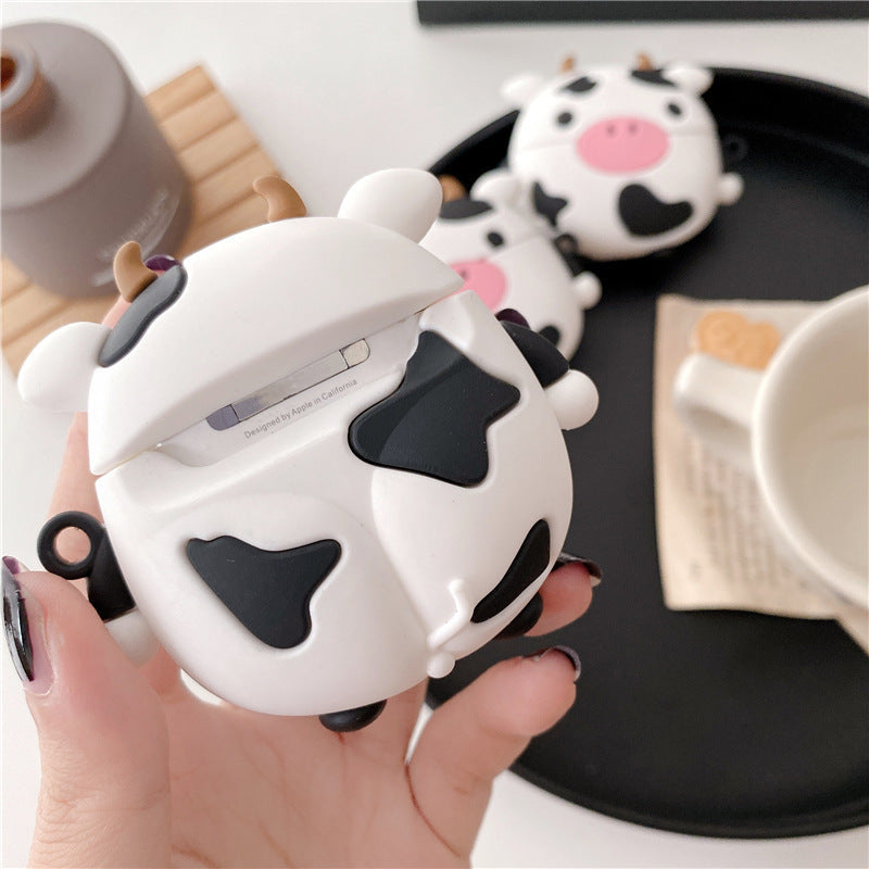 Cartoon Sitting Cow Headphone Cover Protective Shell