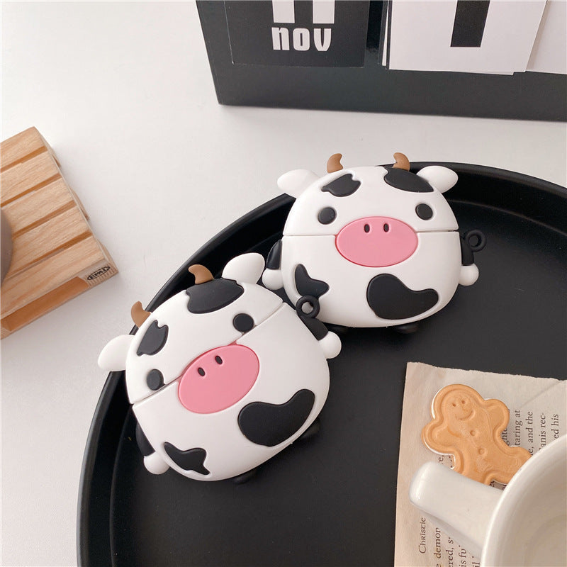 Cartoon Sitting Cow Headphone Cover Protective Shell