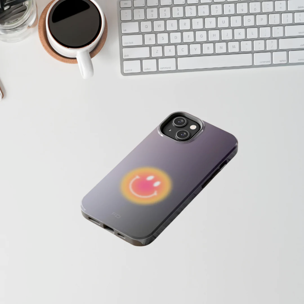 Smiley Face Tough Case for iPhone with Wireless Charging