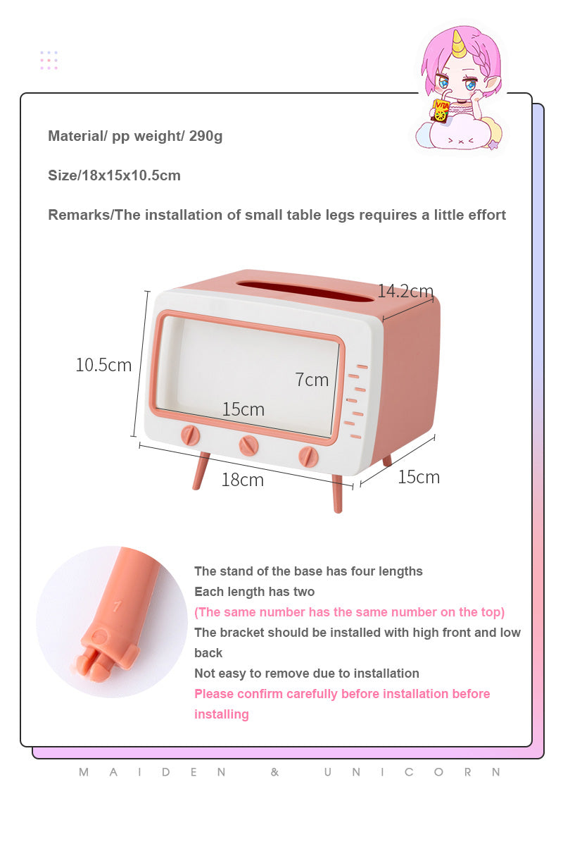 TV Tissue Box Household Tissue Storage Box Mobile Phone Stand Holder