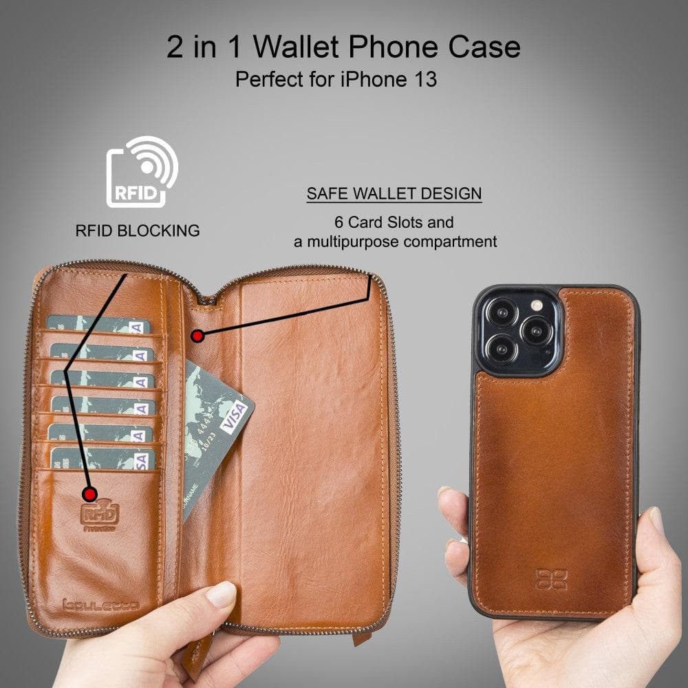 Detachable Leather Zipper Wallet Cases for Apple iPhone 13 Series